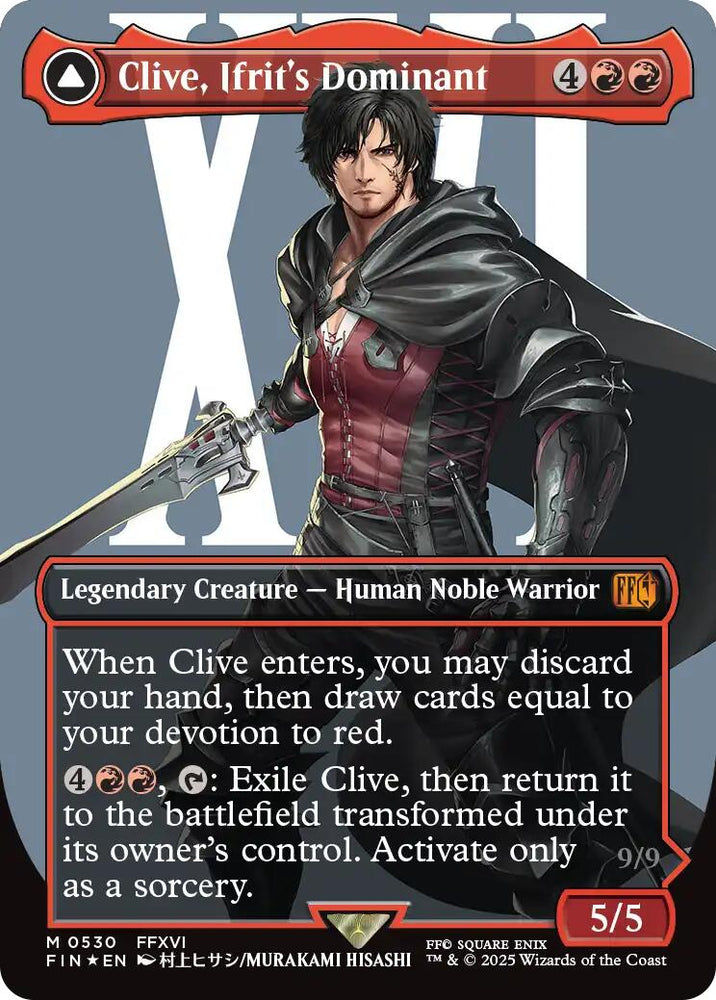 Clive, Ifrit's Dominant // Ifrit, Warden of Inferno (Borderless) (Surge Foil) [FINAL FANTASY]