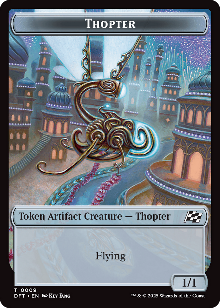 Golem (0015) // Thopter (0009) Double-Sided Token [Aetherdrift Commander Tokens]