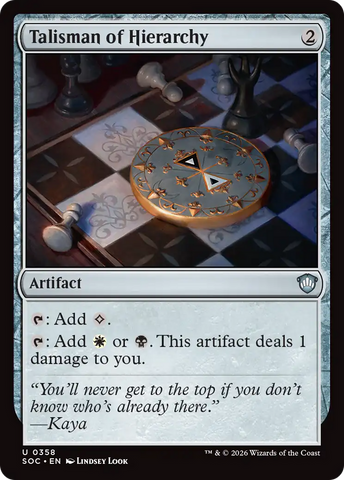 Talisman of Hierarchy [Secrets of Strixhaven Commander]
